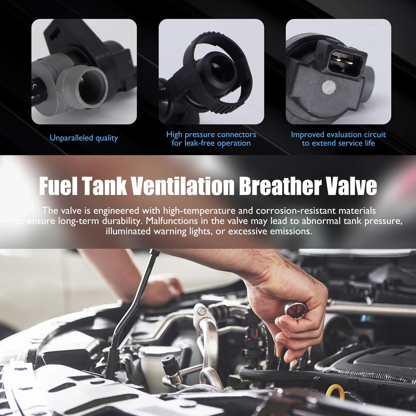 HiSport Fuel Tank Ventilation Breather Valve with Pipe - Compatible with BMW 128i 135i 323i 325i 325xi 328i 328i xDrive 328xi 330i 330xi 525i 525xi 528i 528i xDrive 528xi - Replace 13907618643