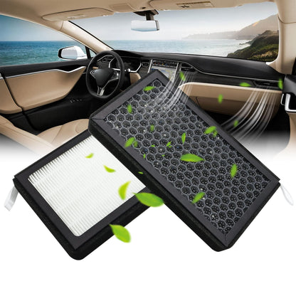 HiSport 2PACK Cabin Air Filters with Activated Carbon Dual layer Air Filter Compatible with Tesla Model Y Model 3 2016 2017 2018 2019 2020 2021 2022 2023 2024 2025