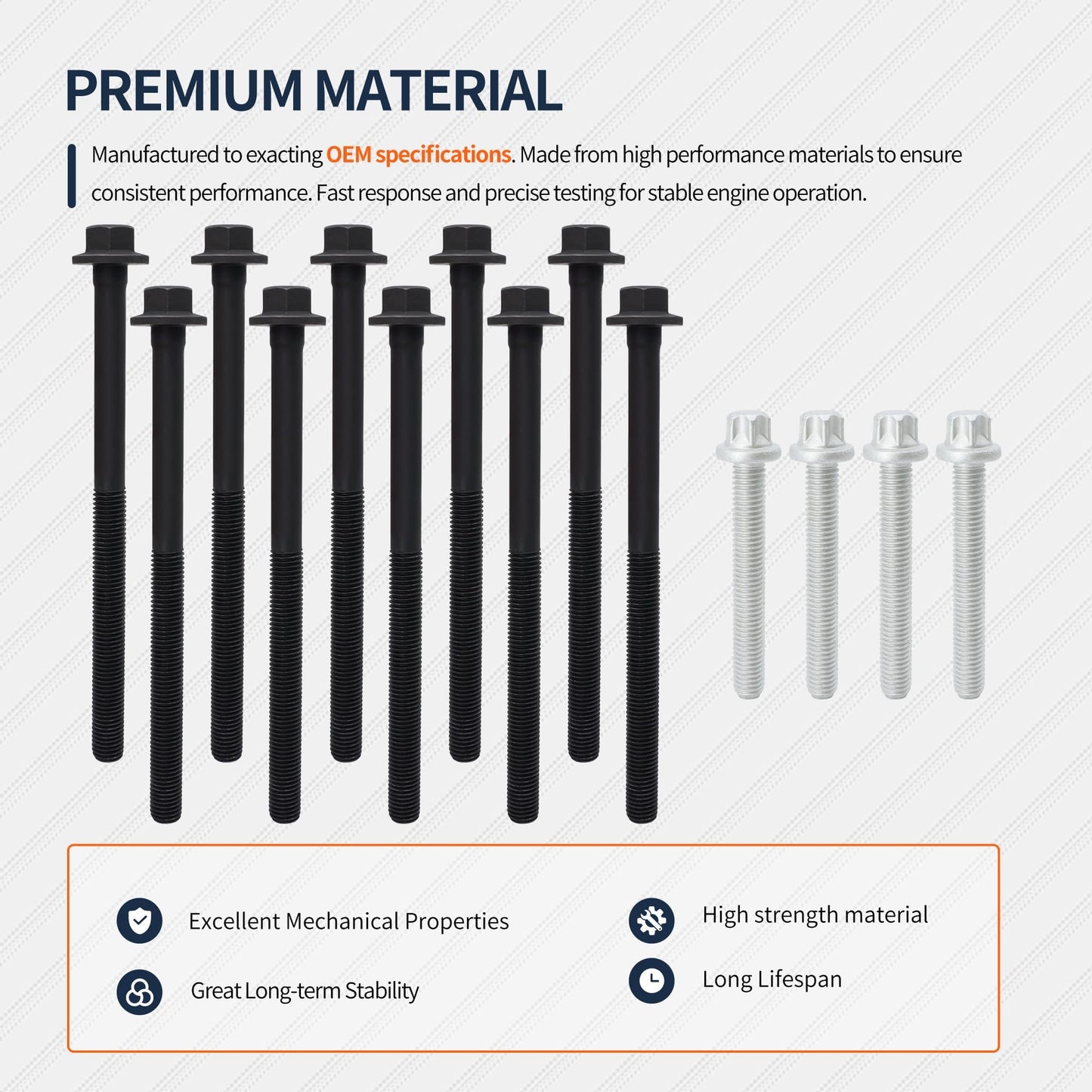 HiSport ES72196 Engine Cylinder Head Bolt Set Compatible with Buick Lacrosse Verano, Chevrolet Captiva Sport Cavalier, GMC Terrain, Oldsmobile Alero, Pontiac G5, Saturn Aura Ion L Sedan L300 LS Sedan