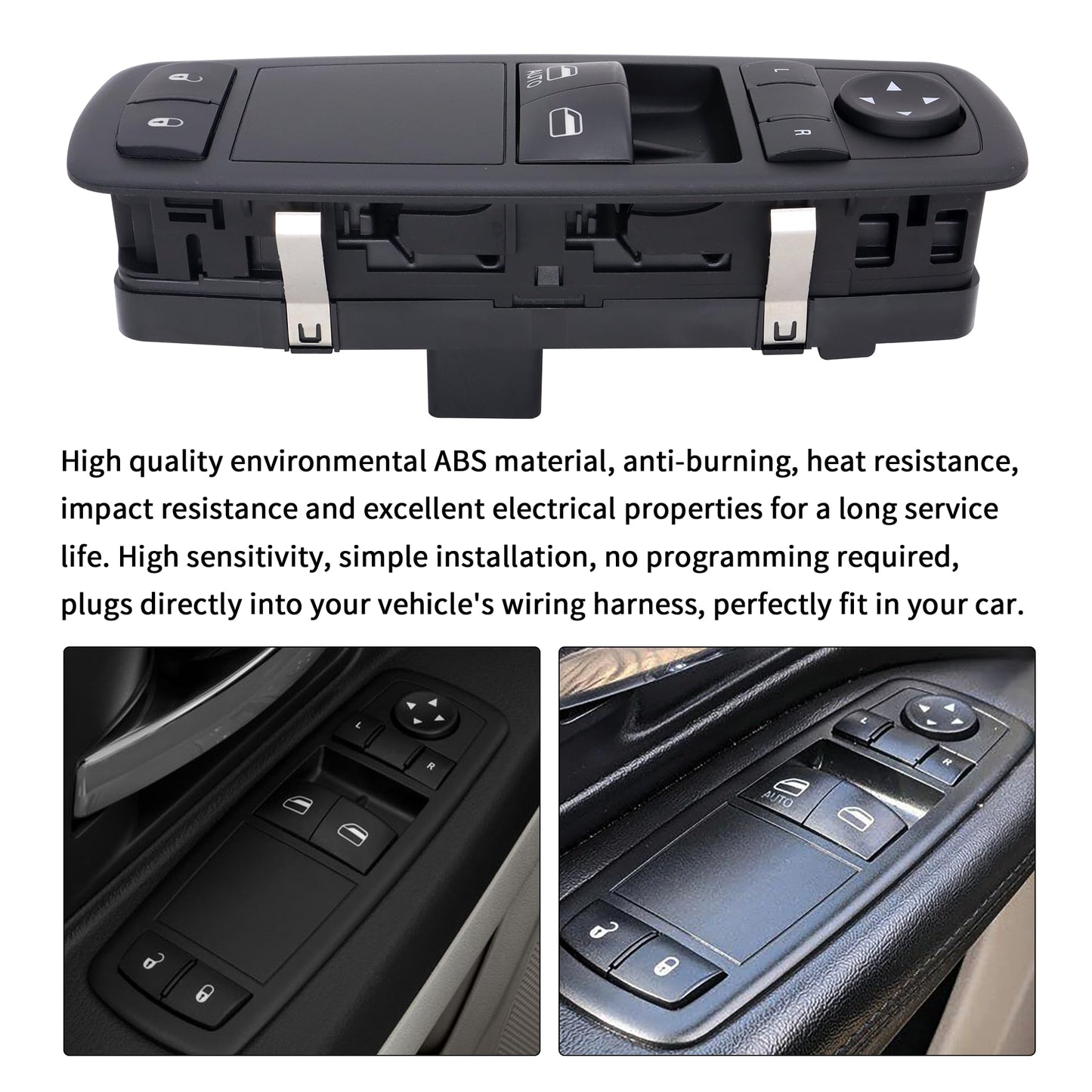 HiSport 68110870AB Power Master Window Switch Driver Side - Compatible with 2012-2015 Ram C/V 2012-2015 Grand Caravan 2012-2015 Chrysle Town Country 2 Door - 8+8 PINS Replace 68298870AA