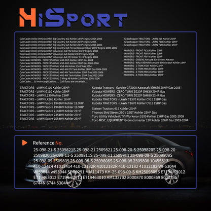 HiSport 2509809 Starter Motor 12V 0.8Kw 10-Tooth - Compatible with Kohler Engine Models 15HP 16HP 17HP 18HP 19.9HP 20HP 21HP 23HP 25HP 27HP 28HP 30HP 31HP - Replace 2509821S 2509811S