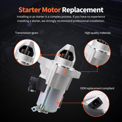 HiSport Starter Motor 19264N Compatible with Acura ILX 2.0L 2013-2015, Replacement for Honda Civic 1.8L 2012-2015, HR-V 1.8L 2016-2022, 31200R1AA12, 31200R1AA01, 31200R0A004
