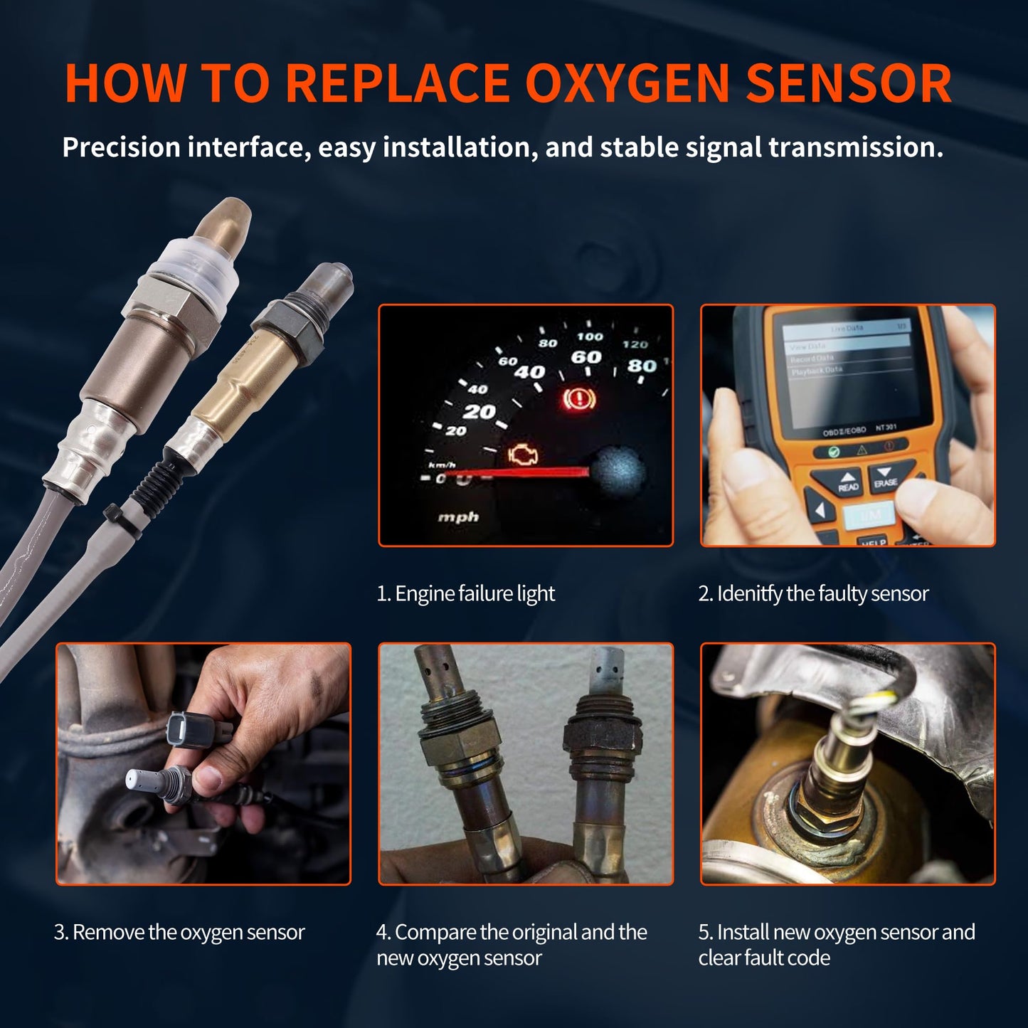 HiSport 4PCS O2 Oxygen Sensor - Compatible with Nissan 2007-2012 Armada 2008-2012 Pathfinder 2007-2012 TITAN 2007-2010 INFINITI QX56 Downstream Upstream Replace 234-9038 234-4835