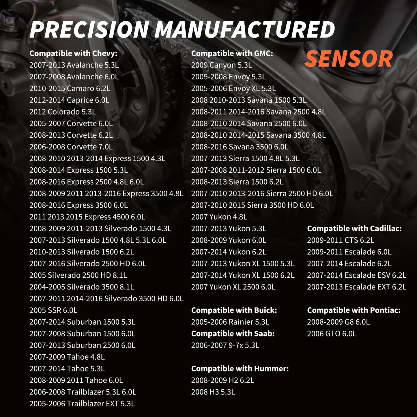 HiSport 12591720 Engine Camshaft Position Sensor - Compatible with Chevy Express 1500/2500/3500/4500 Silverado 1500/2500 HD/3500 HD Tahoe SSR 2004-2016 4.8L 5.3L 6.0L 6.2L 6.6L 7.0L 8.1L