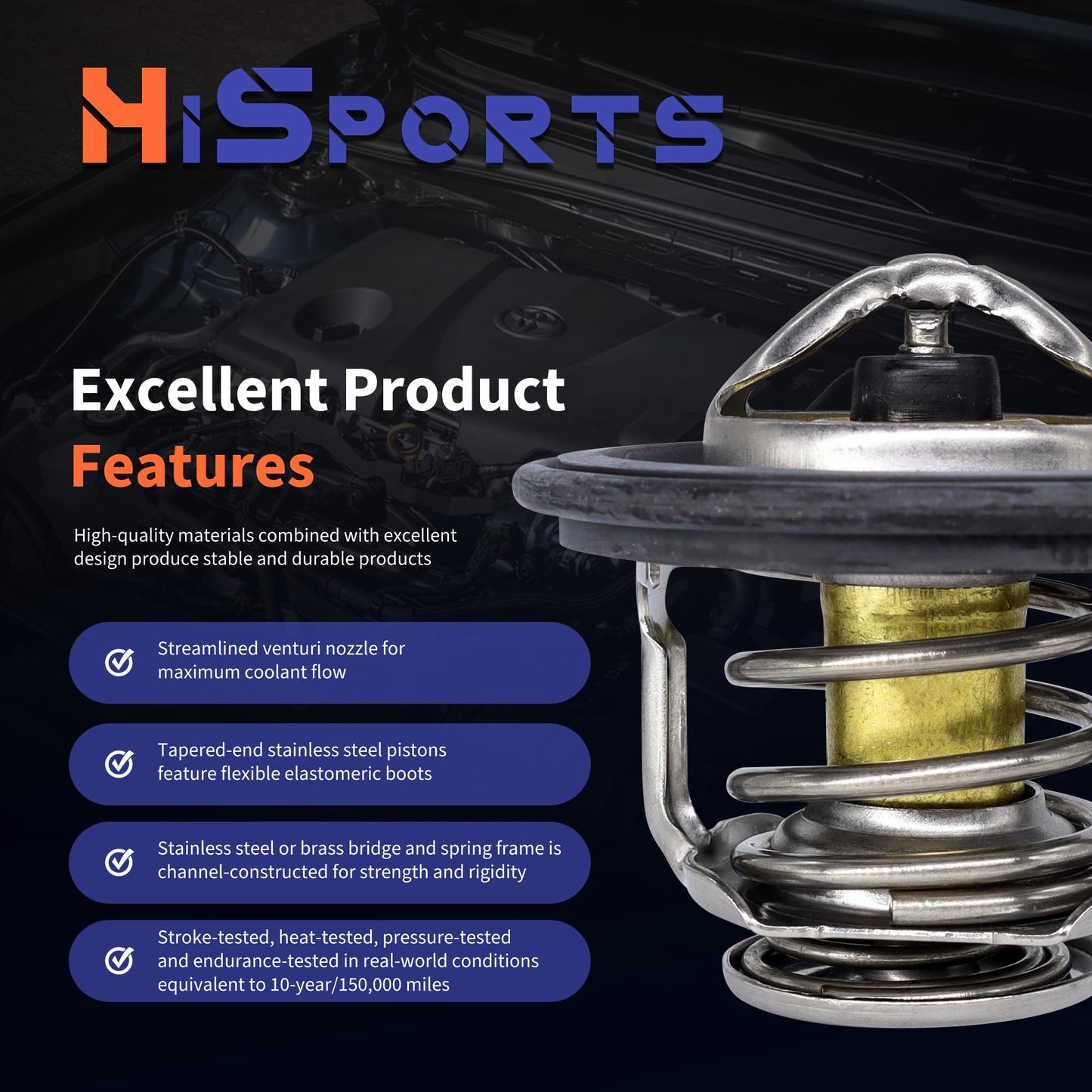 HiSport Thermostat Assembly - Compatible with Honda Civic 2006-2015 - Replace 19301-RNA-315