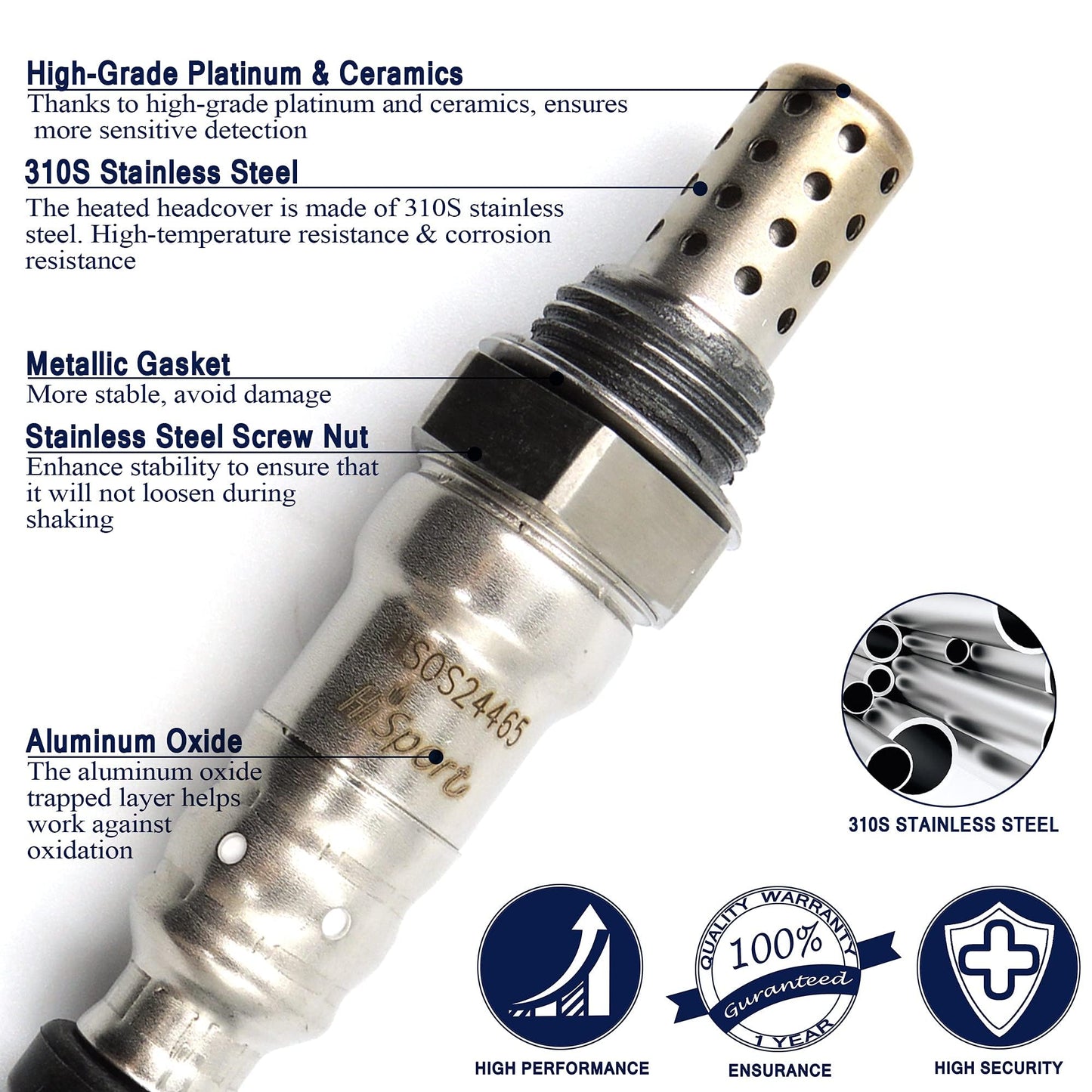 HiSport 250-24465 Oxygen Sensor Compatible with Mercedes-Benz C32 C55 CLK55 E55 SL55 AMG C240 C320 CLK320 CLS500 E320 E500 ML500, BMW 1 Series M 125i 128i 130i 135i 323i 325i 325xi 328i 328xi 330i