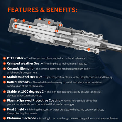 HiSport Oxygen Sensor 250-24200 Replacement - 4-Wire Universal Fit, Heated O2 Sensor 1 Pack