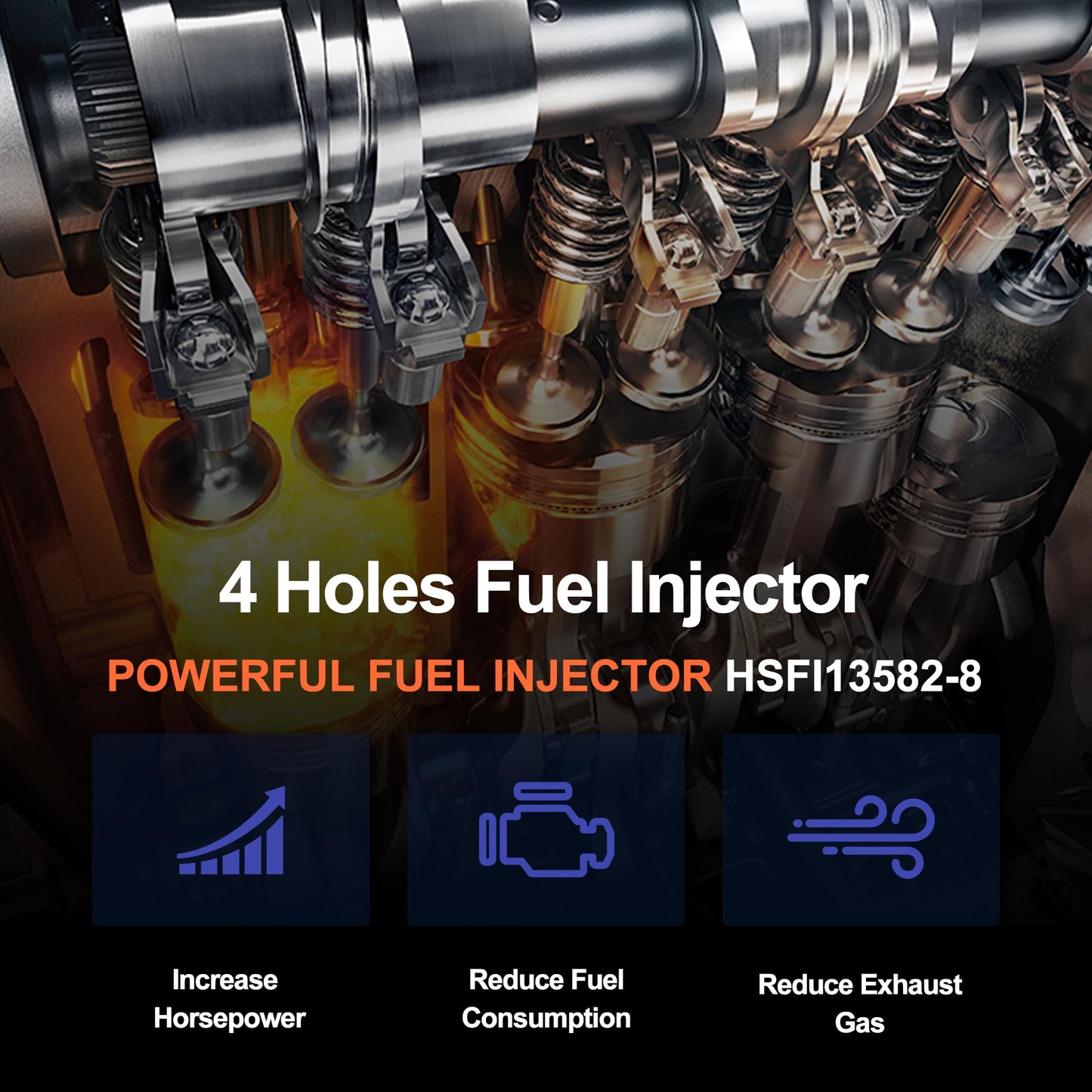 HiSport Fuel Injectors 8PCS Compatible with Chevrolet & GMC Trucks 1999-2000 4.8 & 5.3L V8 Engines 4 Holes Replace 17113582