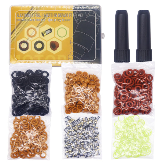 HiSport Fuel Injector Rebuild Service Repair Kits - O rings, Spacers, Pintle Caps, Micro Basket Filters + Removal Tool (100set/box)