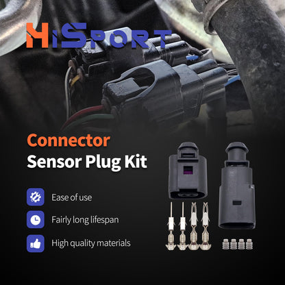 HiSport Connector Sensor Plug Adapter Plug Clip Kit - Compatible with Audi A3 A4 A5 A6 A7 A8 Q3 Q5 Q7 Volkswagen Beetle E-Golf Porsche Boxster Rabbit Replaces 1J0973702 8Z0820535 6RD820535