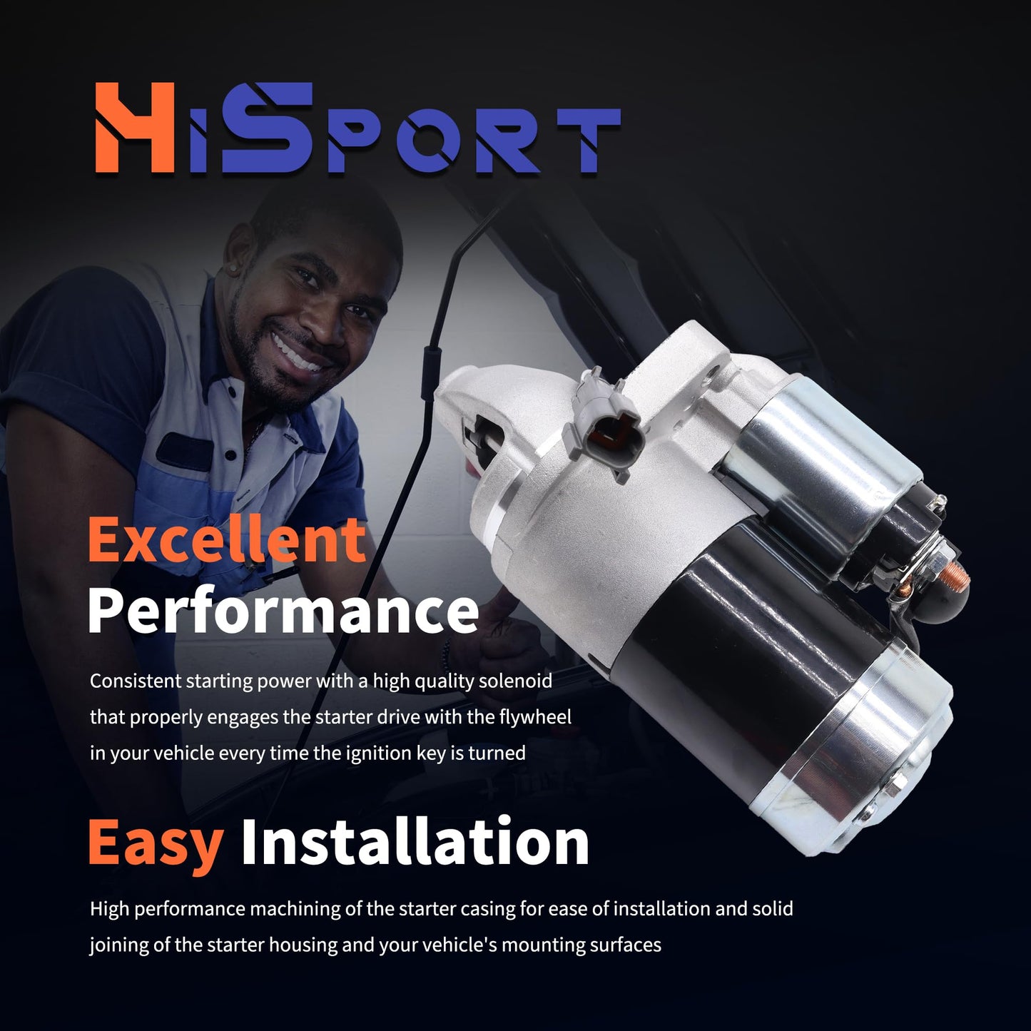 HiSport 23300-1CA0A Starter Motor - Compatible with Infiniti FX50 M56 Q70 Q70L QX56 QX70 QX80 Compatible with Nissan Armada NV2500 NV3500 Pathfinder Titan XD - Replace 19068N 19068 23300-1CA0C