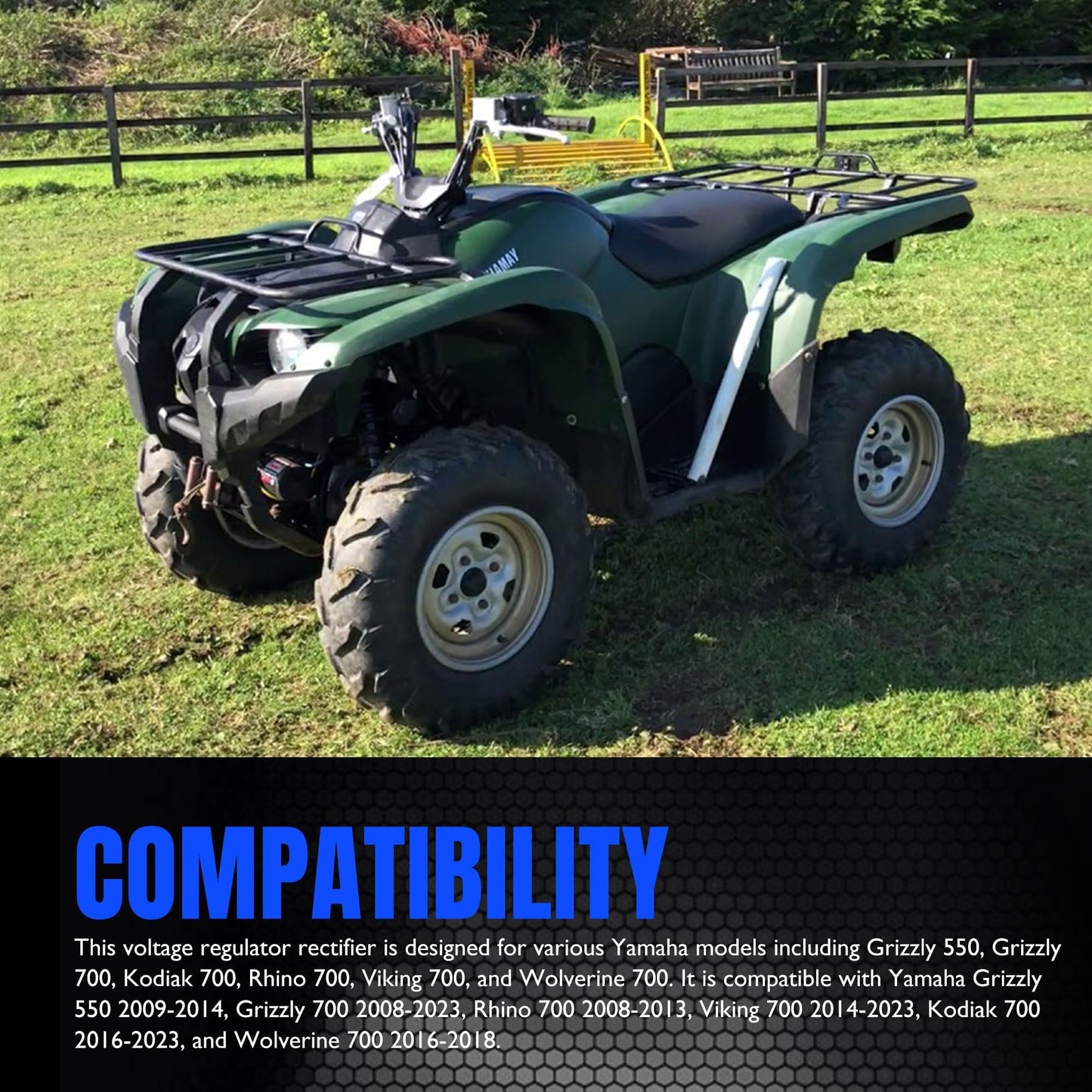 Hisport Voltage Regulator Rectifier - Compatible with Yamaha Grizzly 550 2009-2014/ Rhino 700 2008-2013/ Viking 700 2014-2023/ Kodiak 700 2016-2023/ Wolverine 700 2016-2018 Replaces 1D7-81960-01-00