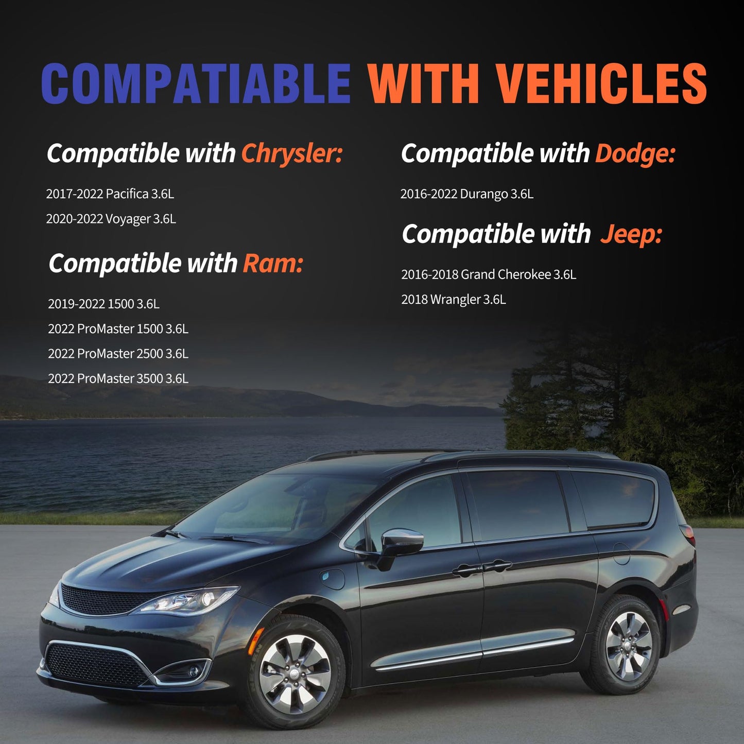 HiSport Engine Valve Cover Gasket Set - Compatible with Chrysler Pacifica Voyager Dodge Durango Jeep Grand Cherokee Wrangler Ram 1500 ProMaster 1500/2500 / 3500 3.6L 2016-2022 - Replace VS50919