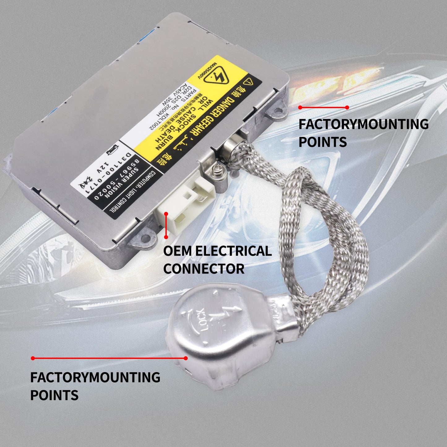 HiSport D1S D2R Xenon HID Headlight Ballast Control Module Unit KDLT002 DDLT002, 85967-30050, 85967-50020, 85967-33010 Compatible with Toyota Lexus Mazda Lincoln Porsche Land Rover