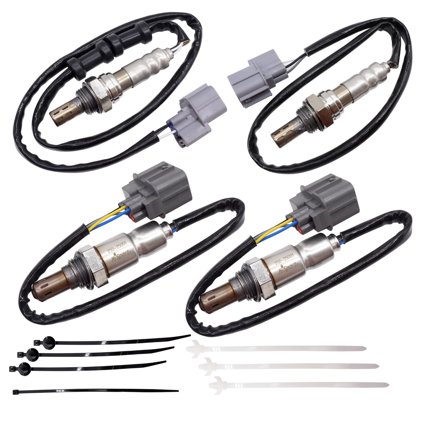 HiSport 4PCS O2 Oxygen Sensor - Compatible with Acura MDX RL TL Honda Accord Odyssey Pilot Ridgeline Upstream Downstream Replace 25024346 25024391 25025001