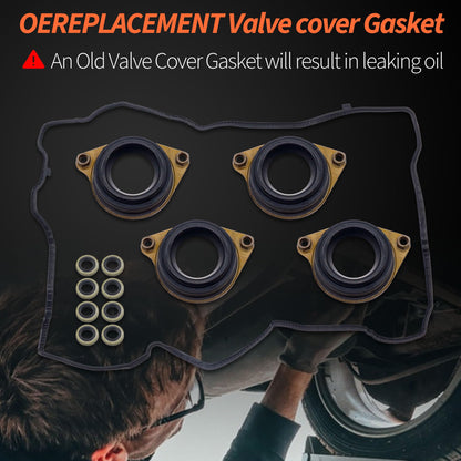 HiSport Engine Valve Cover Gasket Set - Compatible with Acura ILX 2015-2020 TLX 2015-2020 Compatible with Honda CR-V 2015-2019 Accord 2013-2017 2.4L - Replace 12030-5A2-A01