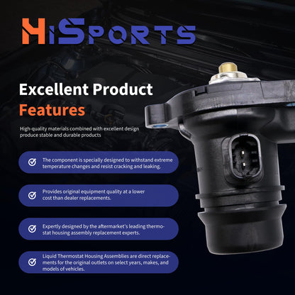 HiSport Engine Coolant Thermostat Housing Assembly - Compatible with Buick Encore 2013-2021 | Chevy Cruze 2011-2015 Cruze Limited 2016 Sonic 2012-2020 Trax 2013-2021 - Replace 902-808