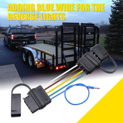 HiSport 4-Way to 5-Way Flat Trailer Wiring Adapter Compatible with Boat Trailer W/Surge Brakes