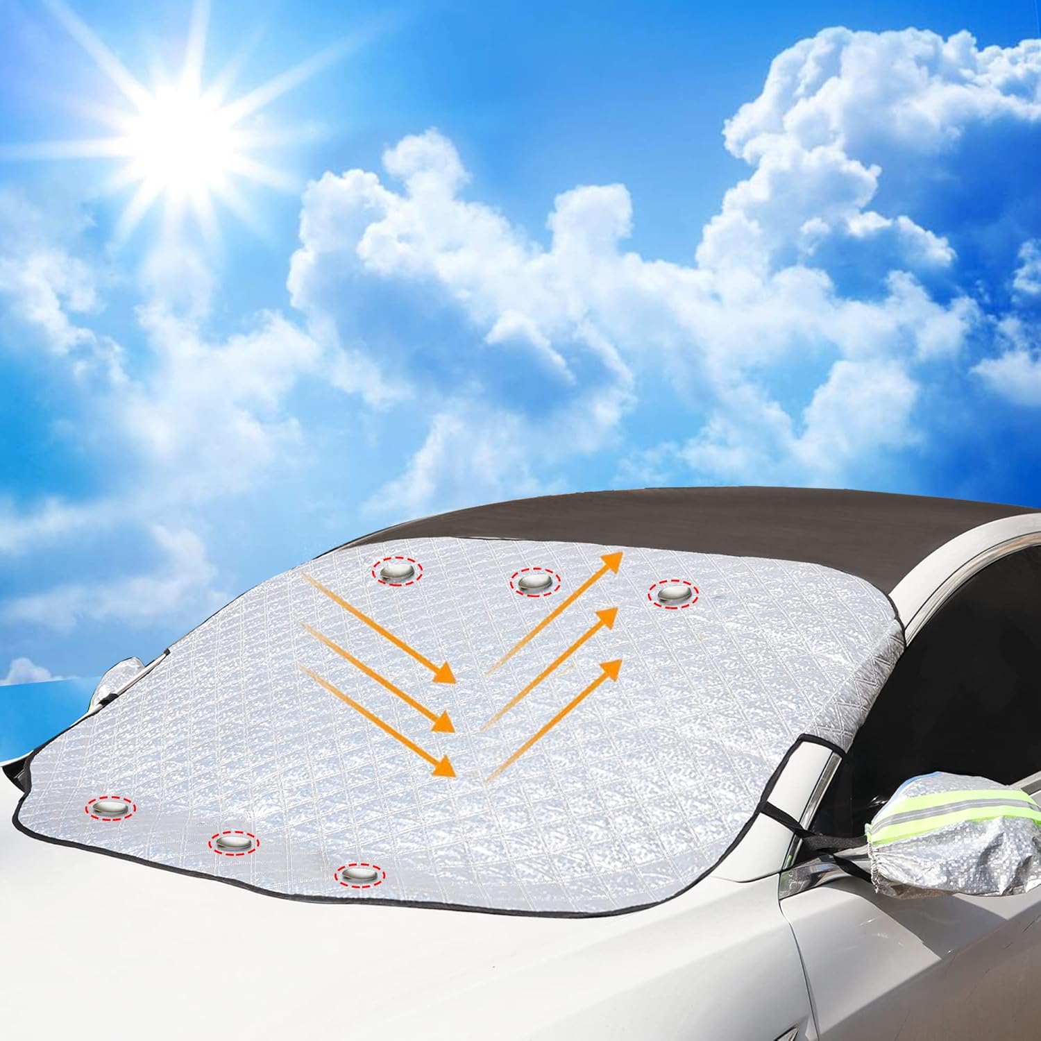 HISports Car Windscreen Cover Sunshades Car Front Windshield Cover Foldable Windscreen Sun Shade Summer Car Protection Foldable Removable Windscreen Cover for Snow Frost Sun UV Dust Water Resistent