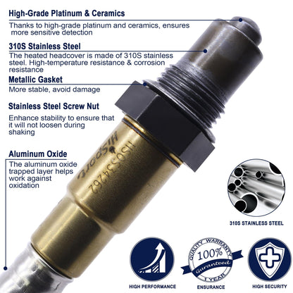 HiSport 250-24851 Heated O2 Oxygen Sensor - 4-Wire Upstream Location O2 Sensor Compatible with Chevrolet Aveo 2009, 2010, 2011 Aveo5 2009-2011, Pontiac G3 2009-2010