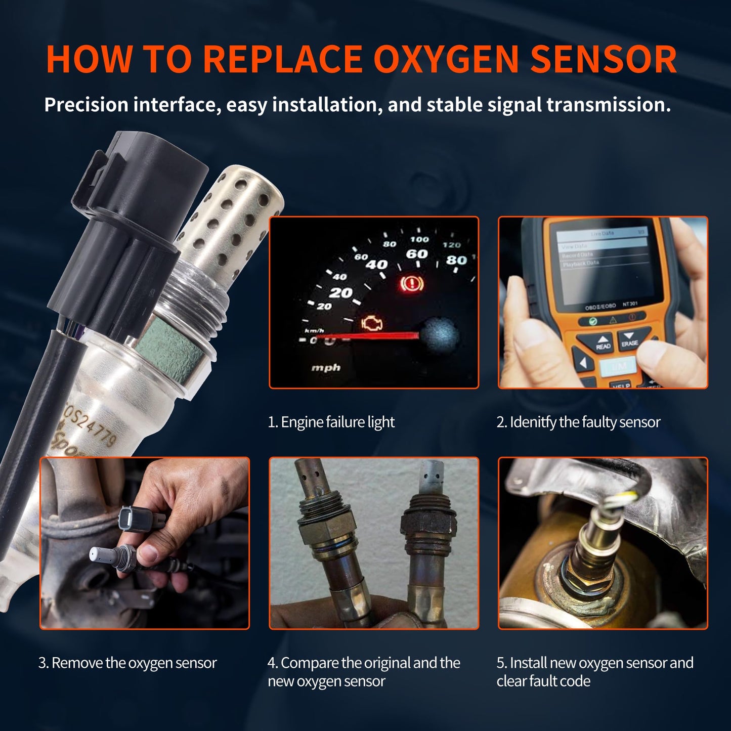 HiSport O2 Oxygen Sensor Compatible with Hyundai Elantra 2017-2019, Elantra GT 2018-2020, Veloster 2019-2021 & Kia Soul 2010-2011/2017-2021, L4 1.6L 2.0L Replacement for 392103F000, 392103F020