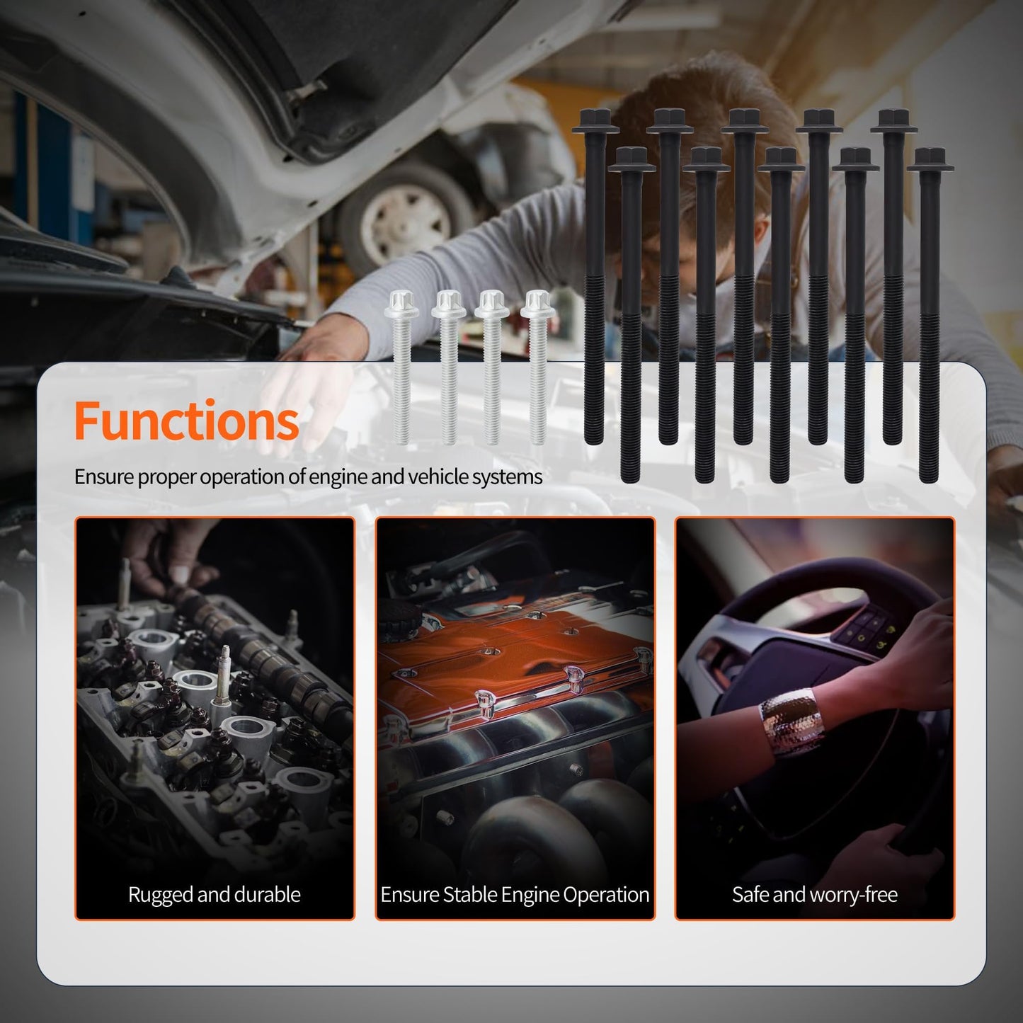 HiSport ES72196 Engine Cylinder Head Bolt Set Compatible with Buick Lacrosse Verano, Chevrolet Captiva Sport Cavalier, GMC Terrain, Oldsmobile Alero, Pontiac G5, Saturn Aura Ion L Sedan L300 LS Sedan