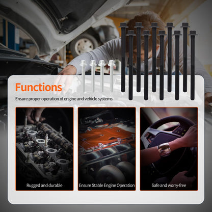 HiSport ES72196 Engine Cylinder Head Bolt Set Compatible with Buick Lacrosse Verano, Chevrolet Captiva Sport Cavalier, GMC Terrain, Oldsmobile Alero, Pontiac G5, Saturn Aura Ion L Sedan L300 LS Sedan