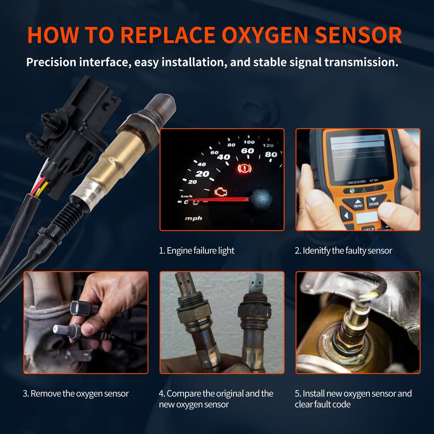 HiSport 25025005 O2 Oxygen Sensor Upstream - Compatible with Infiniti FX35 G35 M35 M45 Compatible with Nissan 350Z Altima Sentra Compatible with Volvo C70 S70 V70 1999 2003-2008