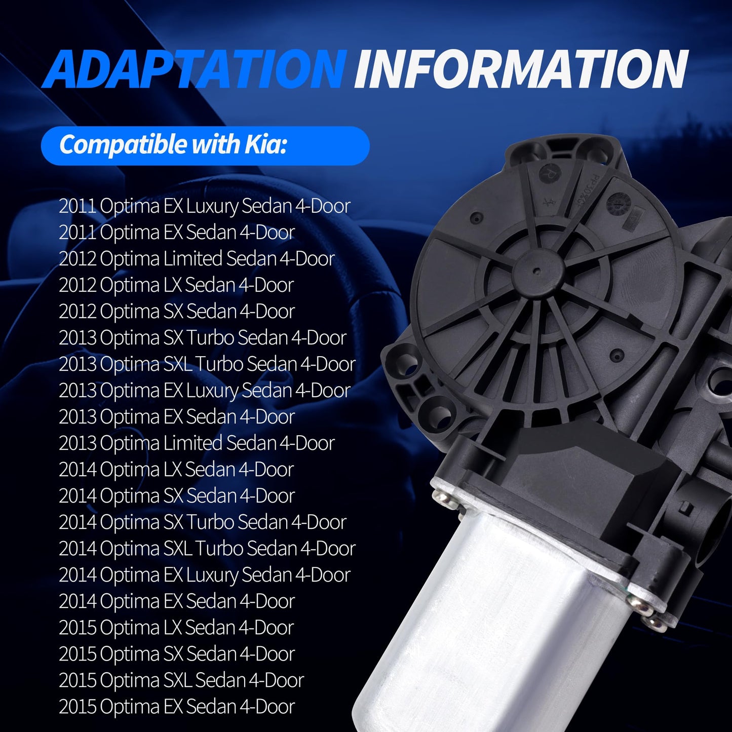 HiSport 824602T000 Front Right Passenger Side Power Window Lift Motor Compatible with Kia Optima 2011-2015