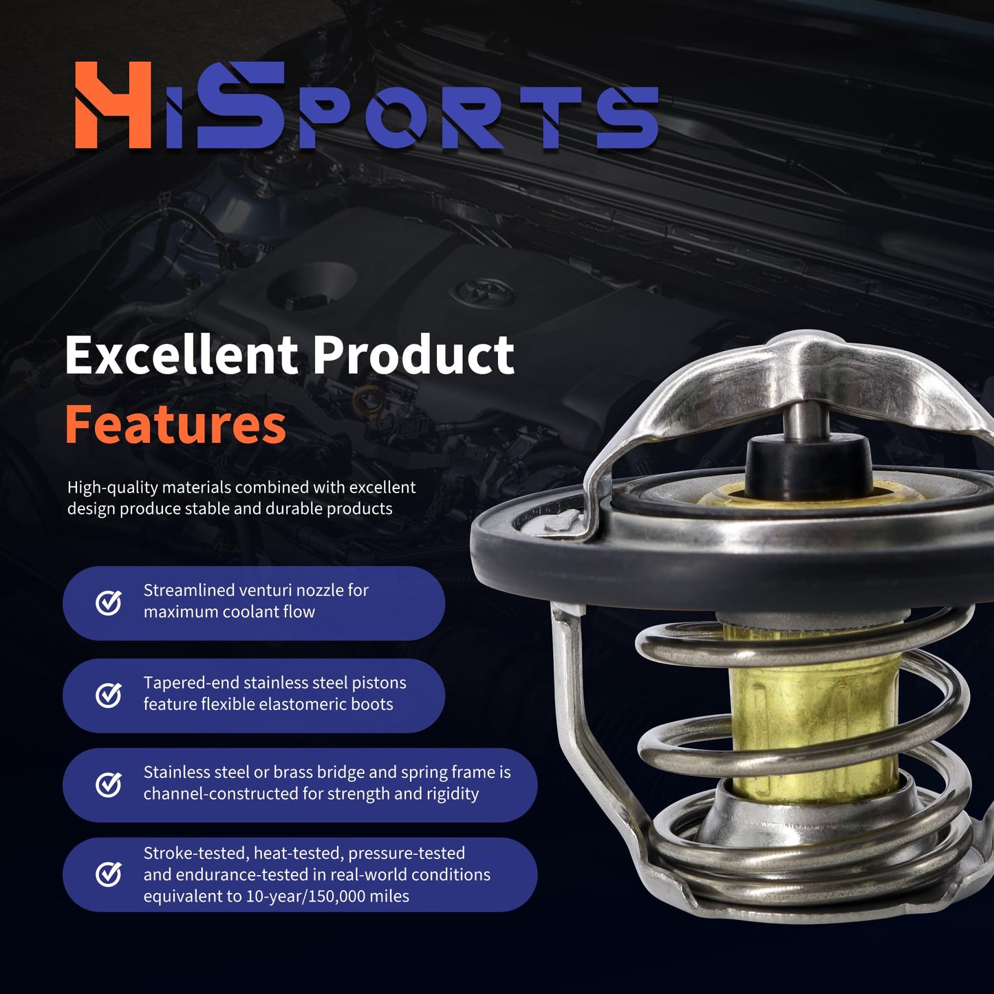 HiSport 461-180 Engine Coolant Thermostat - Compatible with Buick Regal Verano LaCrosse Allure Chevy Equinox Captiva Sport Impala Malibu Orlando HHR Cobalt Zafira Cavalier Classic Astra 2001-2017