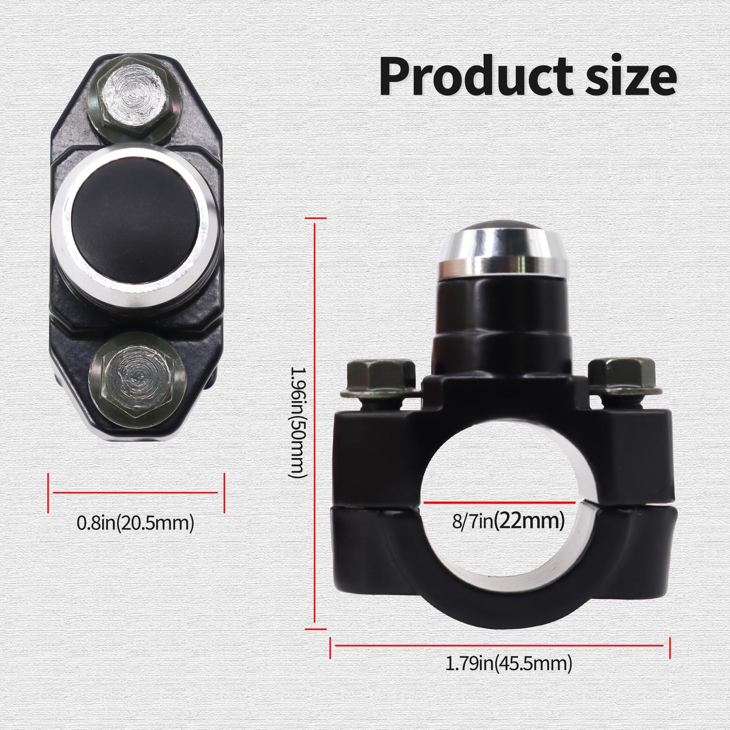 HiSport Aluminum 7/8" Motorcycle Handlebar Control Horn Start/Stop On/Off Switch Button Momentary Action with Two Bullet Connectors Black Button 12V