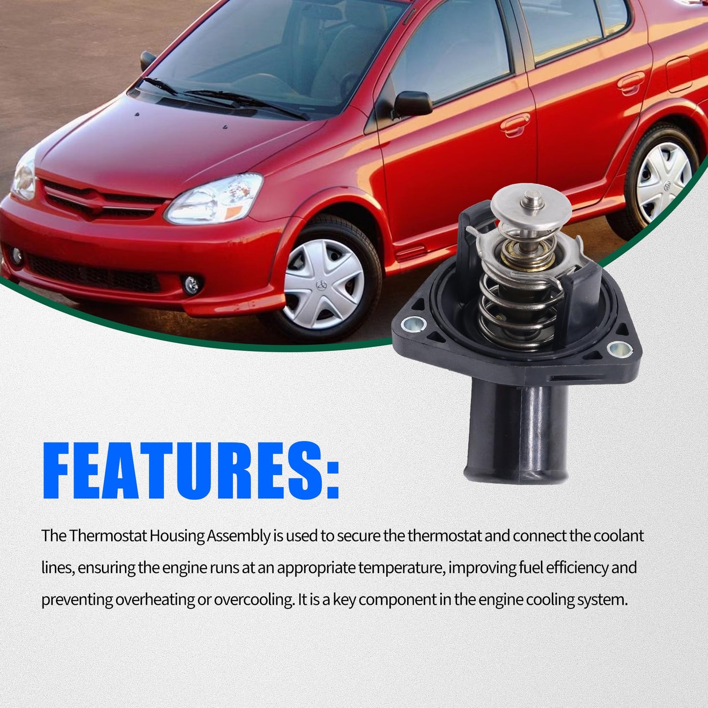 HiSport Thermostat Housing Assembly - Compatible with Lexus GS F GS460 GX460 IS F IS500 Toyota Land Cruiser Sequoia Tundra Replaces THT005 16031-38010