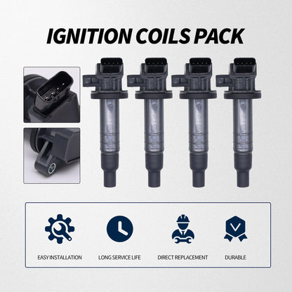 HiSport 4pcs Ignition Coil Pack - Compatible with Toyota Corolla Celica Chevy Prizm Pontiac Vibe 1.8L Replaces UF247