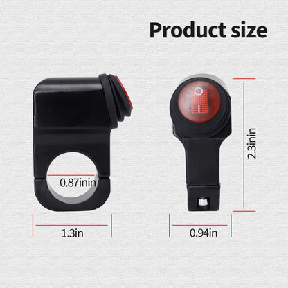 HiSport 1PC Motorcycle Handlebar Switch Plug and Play 12V ATV Handlebar Light Switch Push Button Waterproof ON Off Switches Compatible with ATV UTV Driving Lights- Fits 7/8" Handlebars (22mm)