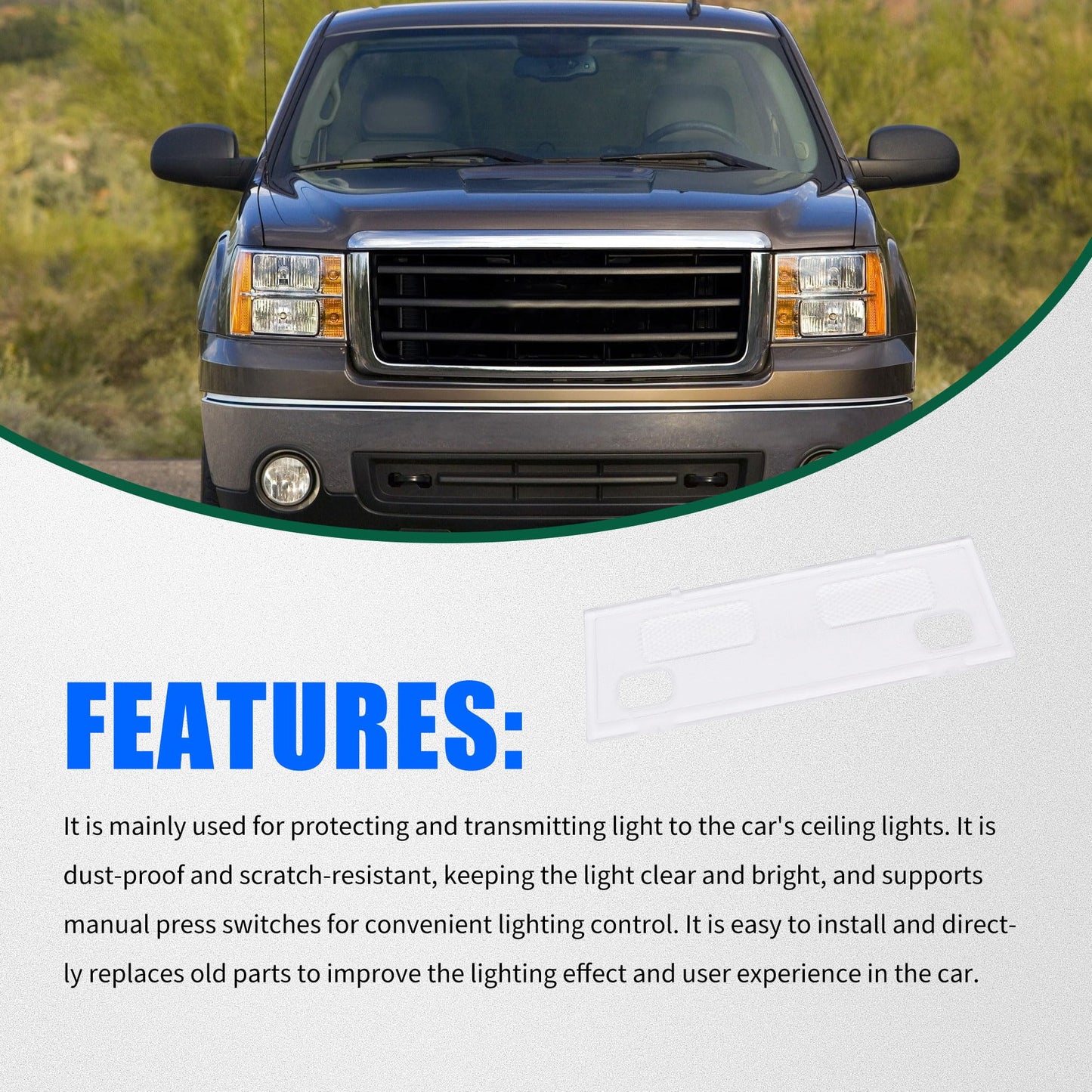 HiSport Overhead Console Clear Lens Cover Dome Lights Cover - Compatible with Chevrolet Cheyenne 2007-2013 GMC Sierra 1500/2500/3500 2007-2013 Hummer H2 2008-2009 Replaces 15911049