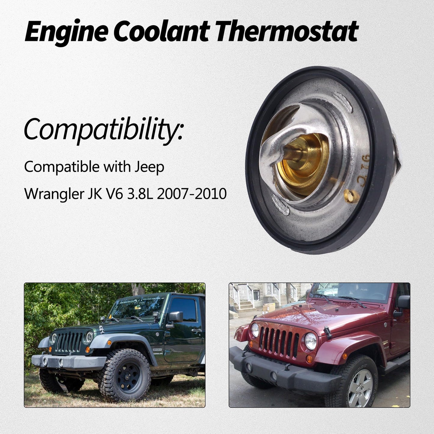 HiSport Engine Coolant Thermostat Housing Assembly - Compatible With Jeep Wrangler JK V6 3.8L 2007 2008 2009 2010 2011 Replace 4666149AA