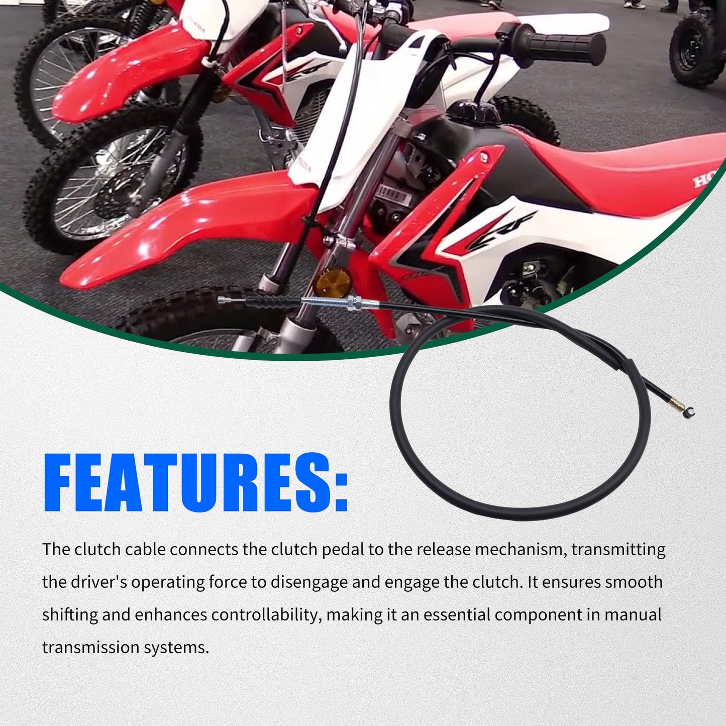 HiSport Clutch Cable - Compatible with Honda XR75 XR80 XR80R XR100 XL80S Replaces 22870-107610 22870-116-670 22870-GN1-A50