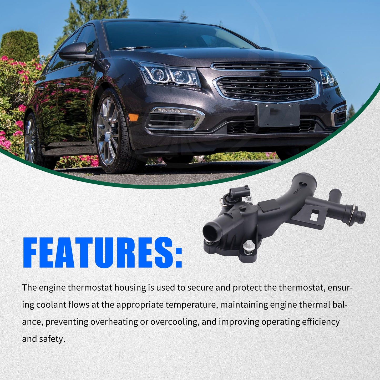 HiSport Engine Coolant Housing Water Outlet w/Sensor - Compatible with Buick Encore Chevy Cruze Sonic Trax Replace 25193922