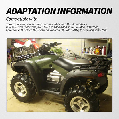 HiSport Carburetor Primer Pump - Compatible with Honda ATV TRX300 TRX400 TRX500 TRX650 Replaces 16048-HM7-700