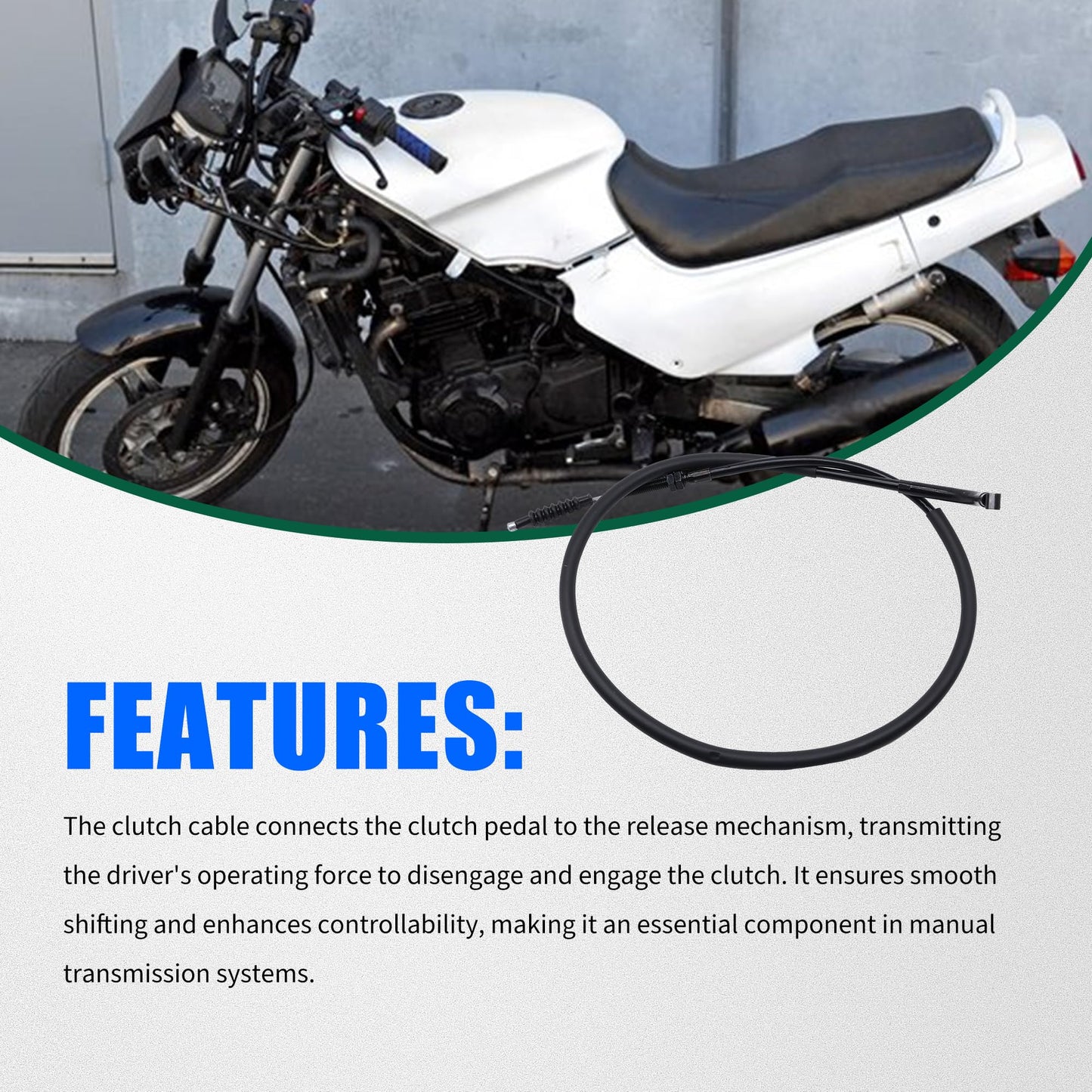 HiSport Push Pull Cable Clutch Cable - Compatible with Kawasaki Ninja 500 1987-1996 Ninja 500R 1997-2009 Replaces 54011-1340