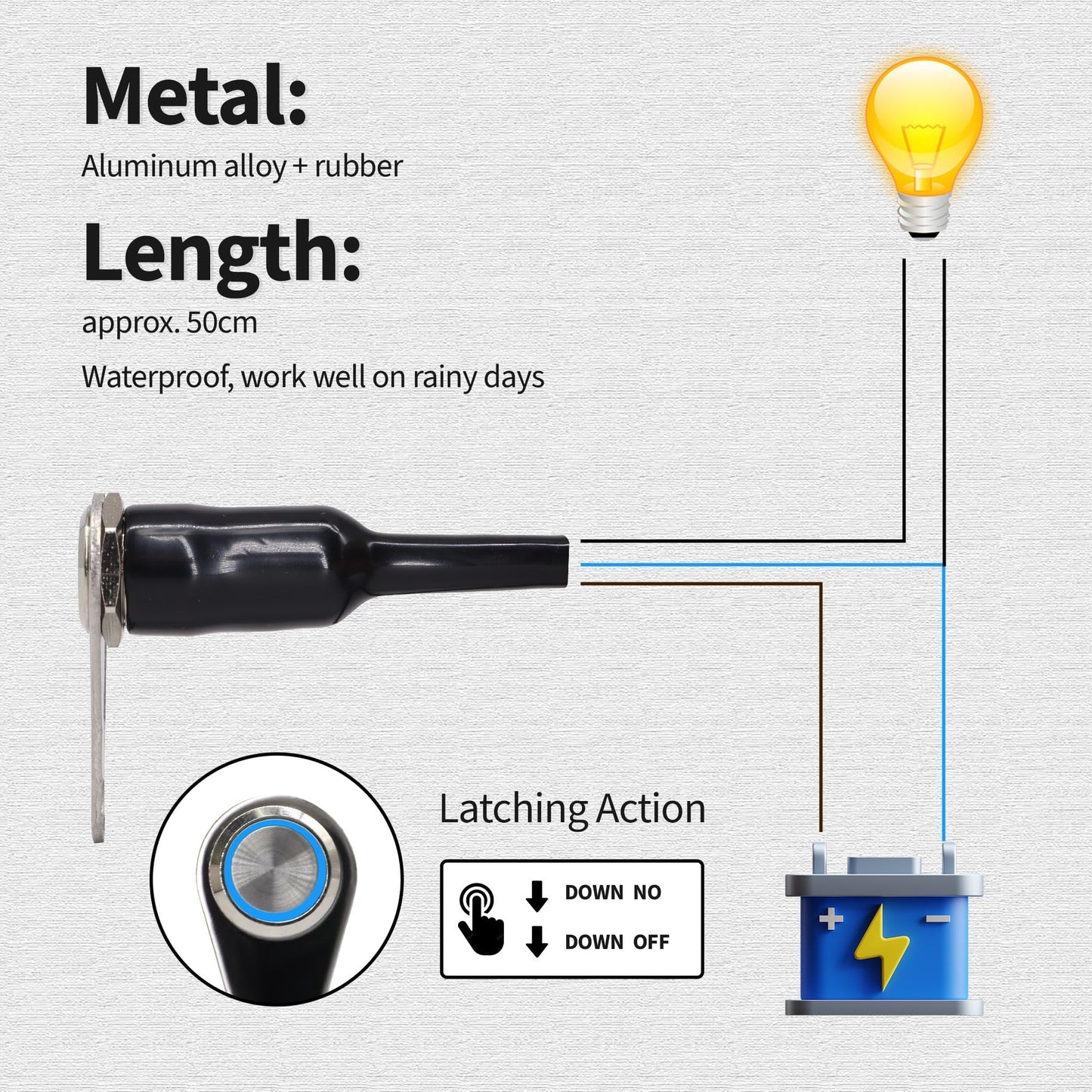 HiSport LED Motorcycle Switch ON-Off Headlight Fog Light Handlebar Adjustable Mount Waterproof Switches Button DC 12V