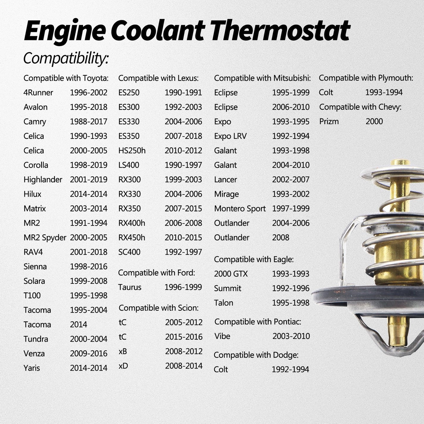 HiSport Engine Coolant Thermostat - Compatible with Lexus ES330 ES350 HS250h RX330 RX350 RX400h RX450h Compatible with Scion tC xB xD - Replace 33868