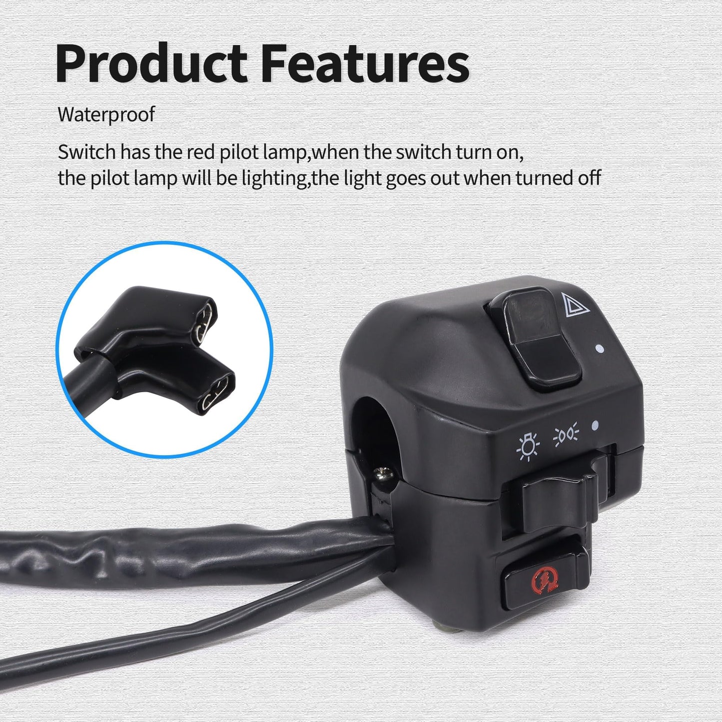 HiSport Black Universal Aluminum 7/8" 22MM Motorcycle Switch Handlebar Motorbike Horn Turn Signal Headlight Control Buttons