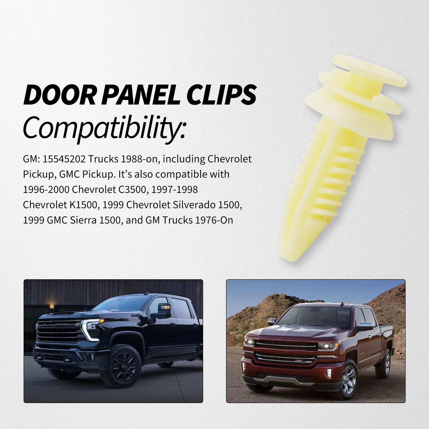 HiSport 50pcs Door Panel Clips Retainers - Compatible with GM Chevrolet GMC Chevy Replacement 15545202