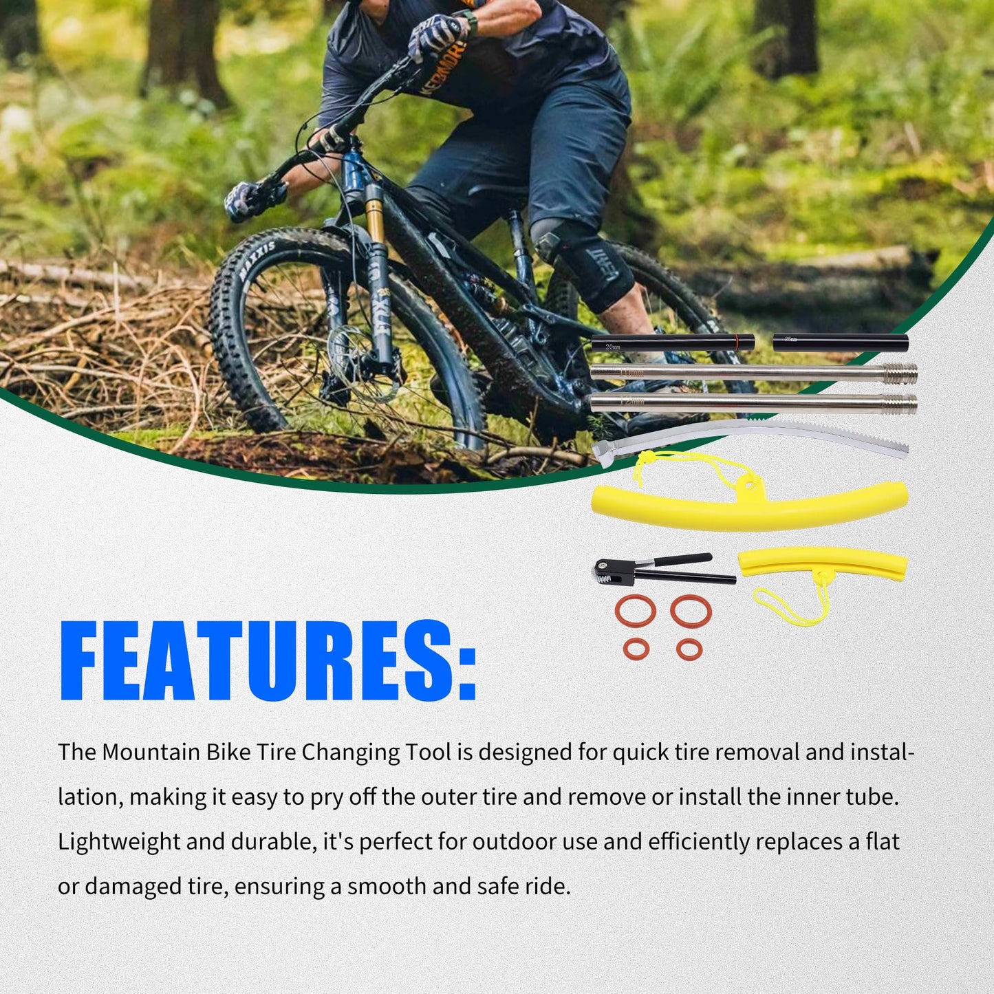 HiSport Dirt Bike Tire Changing Tool Kit - Tire Changer for 16''-21'' Wheels, Comes with 10/12/15/17/20/25mm Axles