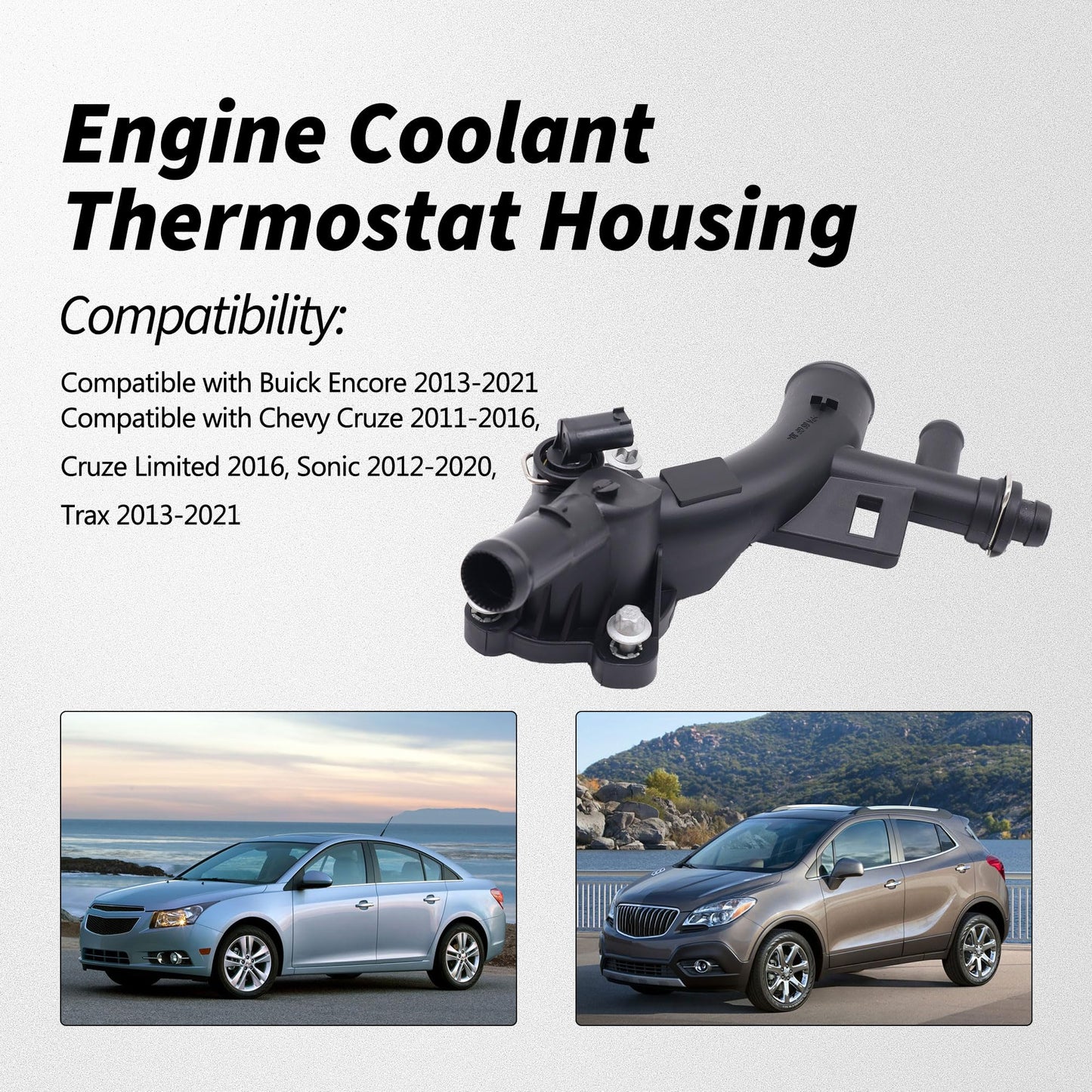 HiSport Engine Coolant Housing Water Outlet w/Sensor - Compatible with Buick Encore Chevy Cruze Sonic Trax Replace 25193922