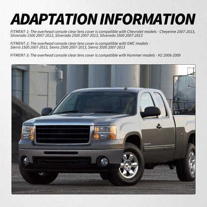HiSport Overhead Console Clear Lens Cover Dome Lights Cover - Compatible with Chevrolet Cheyenne 2007-2013 GMC Sierra 1500/2500/3500 2007-2013 Hummer H2 2008-2009 Replaces 15911049