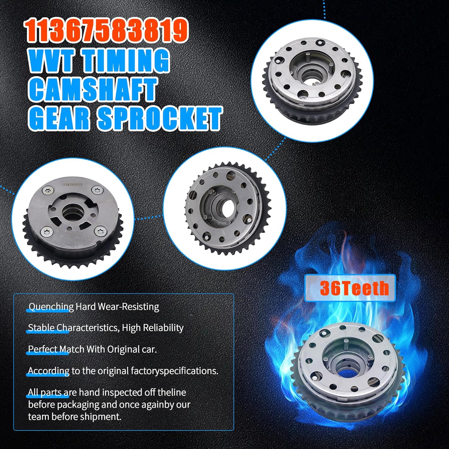 HiSport Engine Variable Valve Timing (VVT) Camshaft Sprocket Gears Intake and Exhaust - Compatible with X3 X4 Z4 520 528 328 428i N20 N26 - Replace 11367583818 11367583819