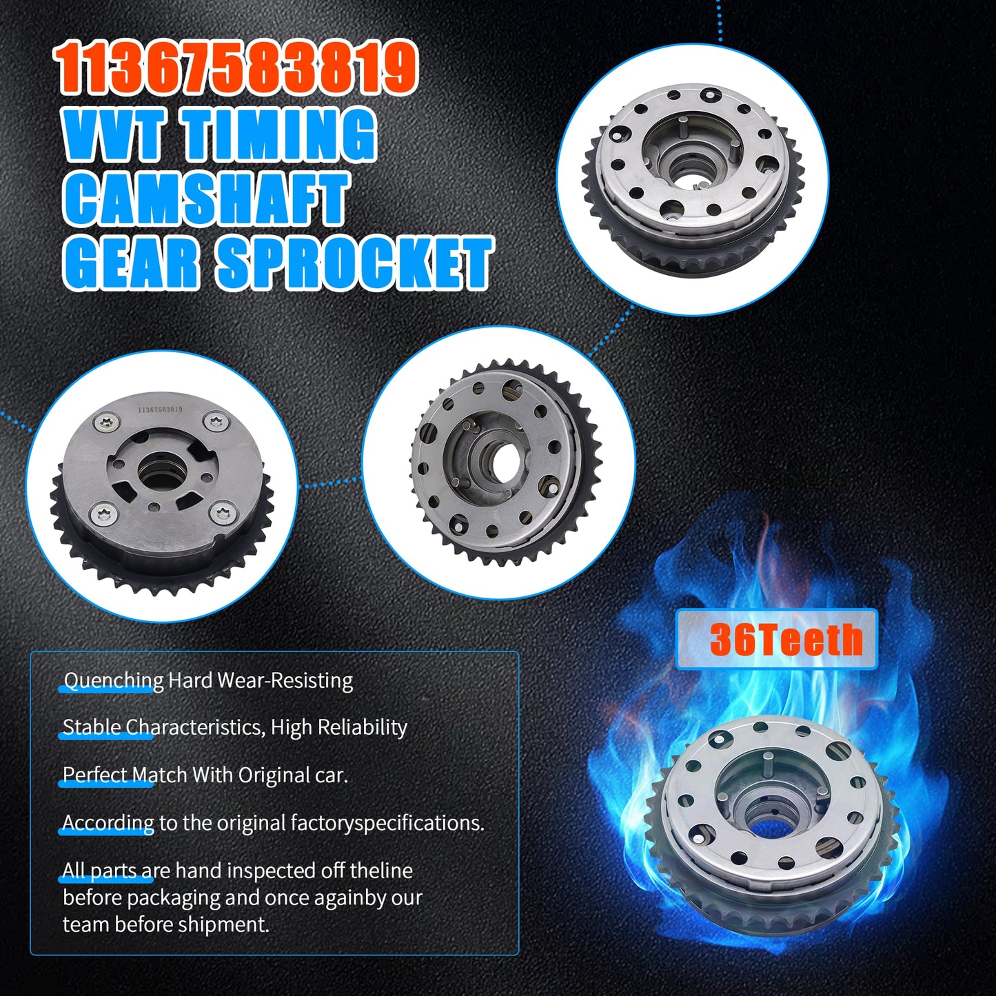 HiSport Engine Variable Valve Timing (VVT) Camshaft Sprocket Gears Intake and Exhaust - Compatible with X3 X4 Z4 520 528 328 428i N20 N26 - Replace 11367583818 11367583819