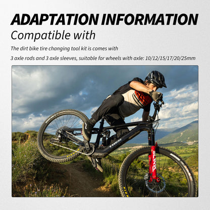 HiSport Dirt Bike Tire Changing Tool Kit - Tire Changer for 16''-21'' Wheels, Comes with 10/12/15/17/20/25mm Axles